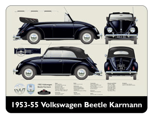 VW Beetle Karmann Cabriolet 1953-55 Mouse Mat